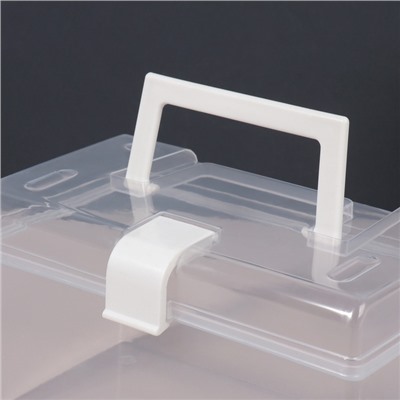 Органайзер для хранения, с крышкой, с ручкой, 23 × 13 × 9,5 см цвет прозрачный/белый