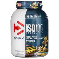 Dymatize Nutrition, ISO100 Hydrolyzed, 100% Whey Protein Isolate, Cocoa Pebbles, 3 lb (1.4 kg)