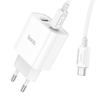 Адаптер Сетевой с кабелем Hoco C80A Plus Rapido PD USB/Type-C 20W (Type-C/Type-C) (white)