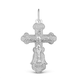 Крест из серебра родированный - 3,7 см 925 пробы 10-132р