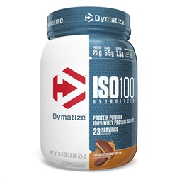 Dymatize Nutrition, ISO100, гидролизованный 100% изолят сывороточного протеина, шоколад и арахисовое масло, 725 г (1,6 фунта)