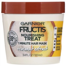 Garnier, Fructis, 1-минутная питательная маска для волос, с экстрактом кокоса, 100 мл