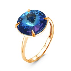 Кольцо из золочёного серебра с кристаллом Swarovski Королевский синий