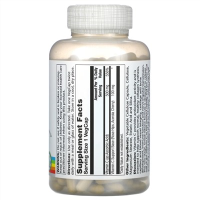 Solaray, Витамин C с медленным высвобождением, 500 мг, 250 капсул с оболочкой из ингредиентов растительного происхождения