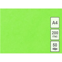 Картон цветной тонированный 210х297 мм зеленый 200 г/кв.м (отгрузка кратно 50 шт) КЦА4зел. Лилия Холдинг