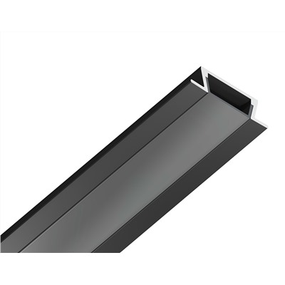Алюминиевый профиль встраиваемый GP1001BK/BK черный/черный рассеиватель 2000*21.5*6.8, 2 заглушки в комплекте (для ленты до 11мм)