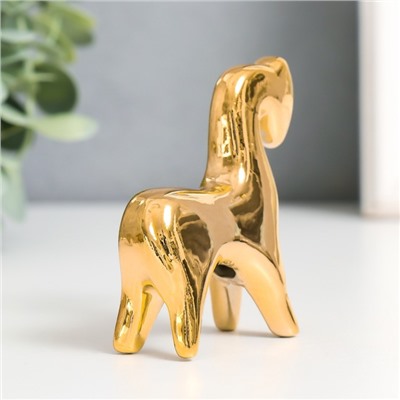 Сувенир керамика "Лошадка с опущенной головой" золото 2,5х6,5х7 см