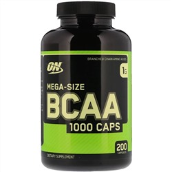 Optimum Nutrition, BCAA 1000 Caps, большая упаковка, 1 г, 200 капсул