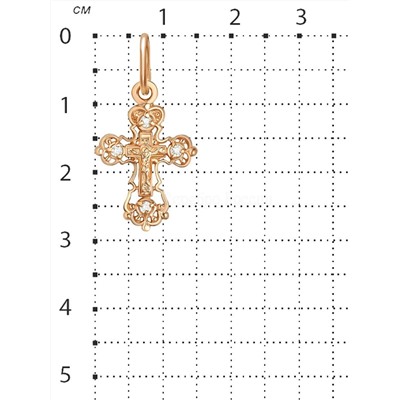 Крест из золочёного серебра с фианитами - 2,9 см 925 пробы 3-086з