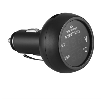 Автомобильный термометр, вольтметр, USB зарядка в прикуриватель 12-24В