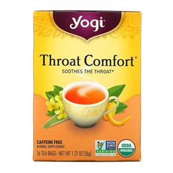 Yogi Tea, Throat Comfort, Caffeine Free, 16 Tea Bags, 1.27 oz (36 g)