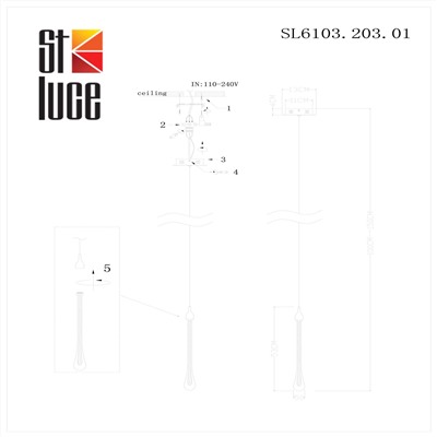 SL6103.203.01 Подвес ST-Luce Золотистый/Прозрачный LED 1*3W 4000K