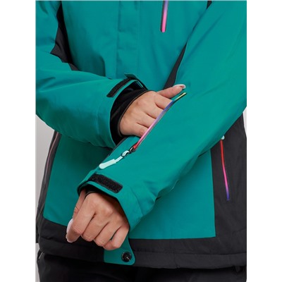 Горнолыжный костюм женский зимний темно-зеленого цвета 03327TZ
