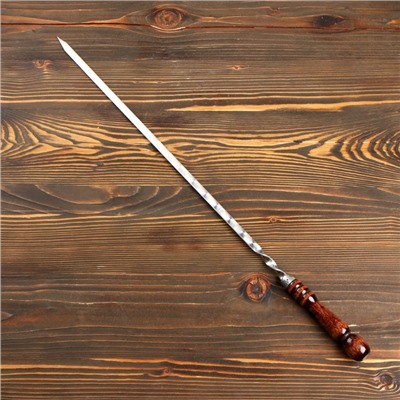 Шампур узбекский с деревянной ручкой, рабочая длина - 50 см, ширина - 12 мм, толщина - 3 мм