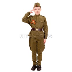 Костюм "Солдат"(гимнастерка, брюки, пилотка, ремень) размер 140-72