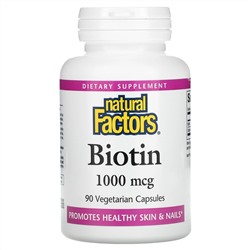 Natural Factors, Biotin, 1000 mcg, 90 Vegetarian Capsules