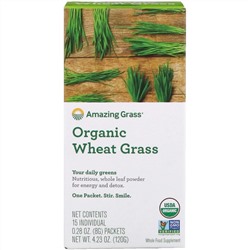 Amazing Grass, Органические побеги пшеницы, 15 индивидуальных пакетиков,  0,28 унции (8 г) каждый