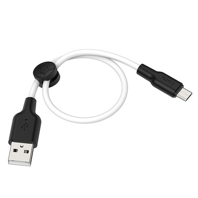 Кабель USB - micro USB Hoco X21 Plus (silicone)  25см 2,4A