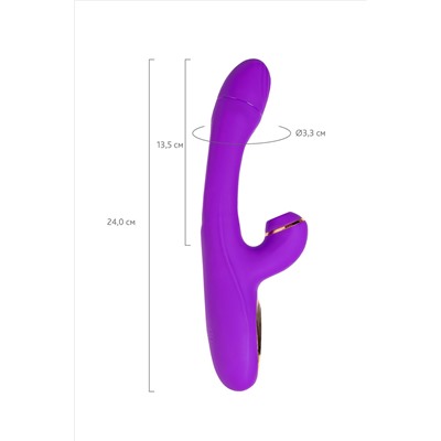Фиолетовый вибратор с вакуумной стимуляцией и язычком Pitti - 24 см.