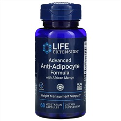 Life Extension, улучшенная анти-адипоцитная формула с африканским манго, 60 вегетарианских капсул