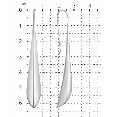 Серьги-продёвки из серебра родированные 925 пробы 17520RH