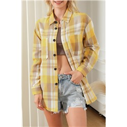 Yellow Plaid Button Up Patch Pocket Shirt