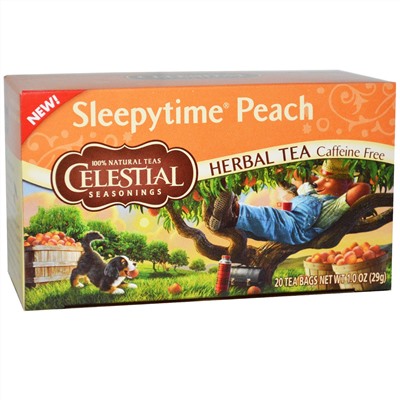Celestial Seasonings, Sleepytime, травяной чай, без кофеина, персик, 20 чайных пакетиков, 29 г (1,0 унция)