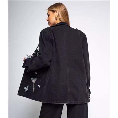 Джинсовый пиджак #КТ6808 (1), чёрный
