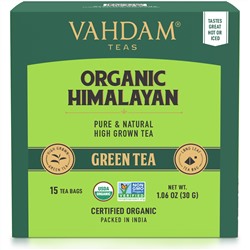 Vahdam Teas, зеленый чай, органический гималайский, 15 чайных пакетиков, 30 г (1,06 унции)