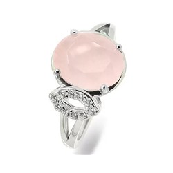 Кольцо из серебра розовый кварц, МЦВ113
