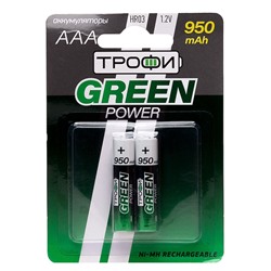 Аккумулятор AAA Трофи HR03 (2-BL) Ni-MH 950 mAh (20/240) (green)