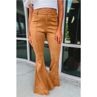Оранжевые бархатные брюки-клеш