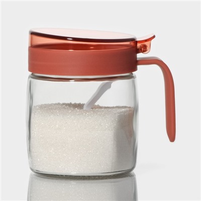 Сахарница стеклянная с ложкой Доляна «Коралл», 8×11,5 см