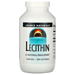 Source Naturals, лецитин, 1200 мг, 200 мягких таблеток