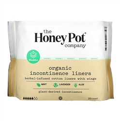 The Honey Pot Company, Organic Incontinence Liners, Herbal-Infused Cotton Liners With Wings, 20 Count