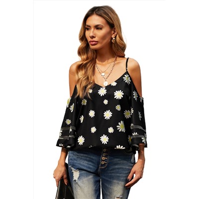 Daisy Floral Cold Shoulder Blouse