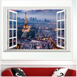Виниловая наклейка Окно с видом на Париж 3D
