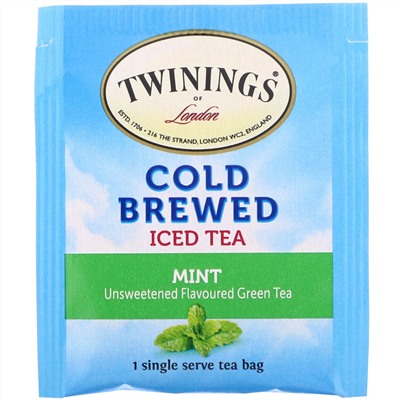 Twinings, Чай холодной заварки, зеленый чай с мятой, 20 пакетиков, 1,41 унции (40 г)