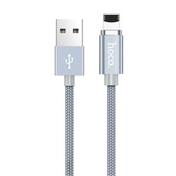 Кабель USB - Apple lightning Hoco U40A магнитный  100см 2A  (metal grey)