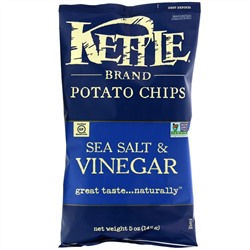 Kettle Foods, картофельные чипсы, морская соль и уксус, 142 г (5 унций)