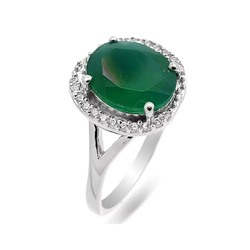 Кольцо из серебра зеленый агат, Оазис