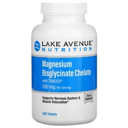 Lake Avenue Nutrition, Albion Minerals, хелатный бисглицинат магния, 100 мг, 240 таблеток