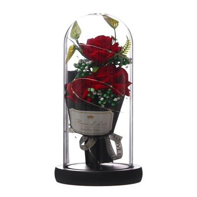 Ночник колба "Букет красных роз" LED от батареек 3хААА 11х11х22 см RISALUX