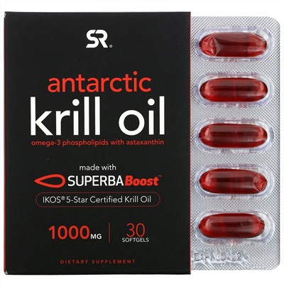 Sports Research, SUPERBA Boost Antarctic Krill Oil with Astaxanthin, 1,000 mg, 30 Softgels