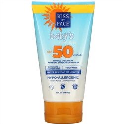 Kiss My Face, Baby's First Kiss, Broad Mineral Sunscreen Lotion, SPF 50, 4 fl oz (118 ml)