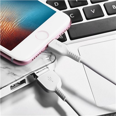 Кабель USB - Apple lightning Hoco X13 Easy (повр. уп)  100см 2A  (white)