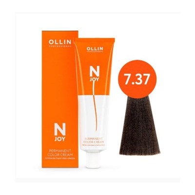OLLIN "N-JOY" 7/37 – русый золотисто-коричневый, перманентная крем-краска для волос 100мл