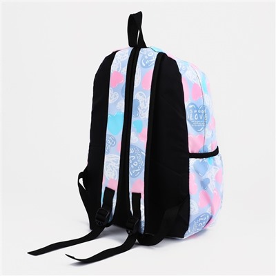 Рюкзак школьный из текстиля на молнии, наружный карман, цвет сиреневый/розовый