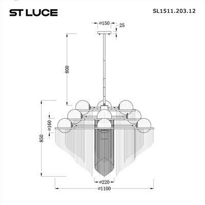 SL1511.203.12 Люстра подвесная ST-Luce Золотистый/Белый E27 12*60W