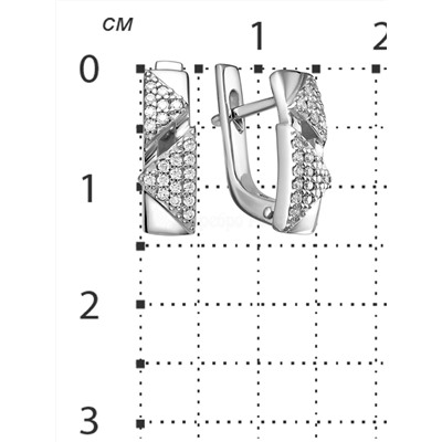 Серьги из серебра с фианитами родированные 925 пробы с-7238р200